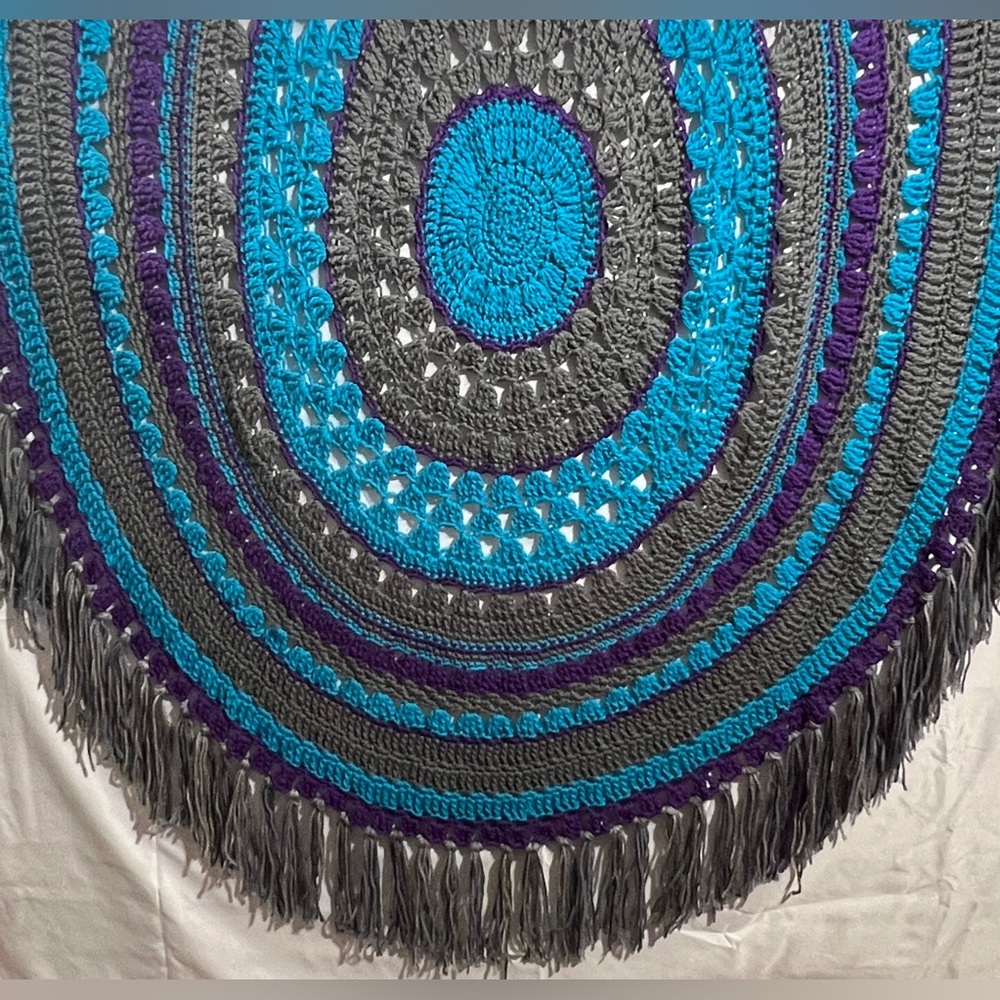 The Ocean’s Crocheted Round Mandala Throw Blanket Large